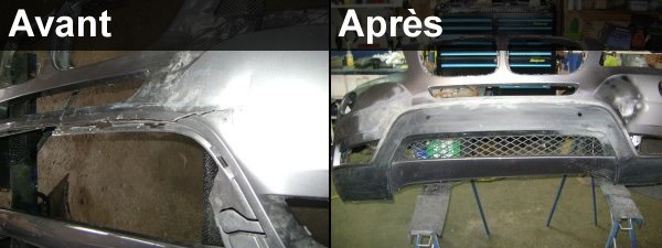 Réparation et soudure plastique grille avant, avant et après